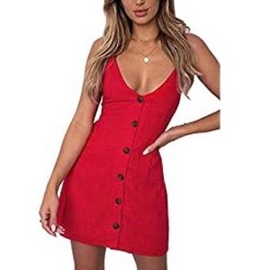 Brand new red sundress with buttons